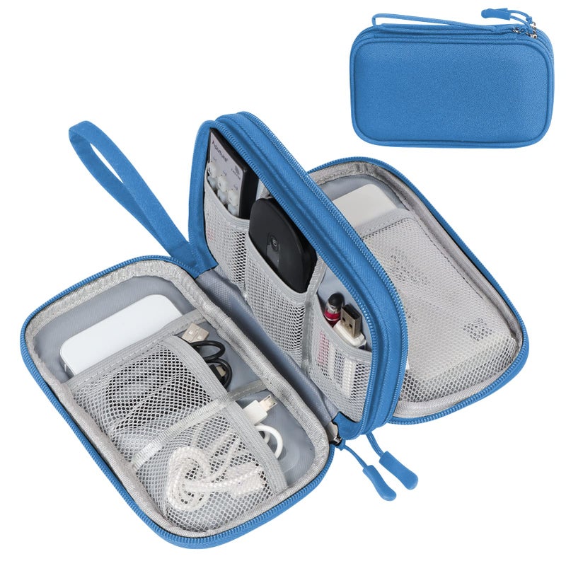 FYY Electronic Organizer  Travel Organizer Bag Pouch  Electronic Accessories Carry Case  Portable Waterproof Double Layers All-in-One Storage Bag for Cable  Cord  Charger  Phone  Earphone  Cyan - Image 1